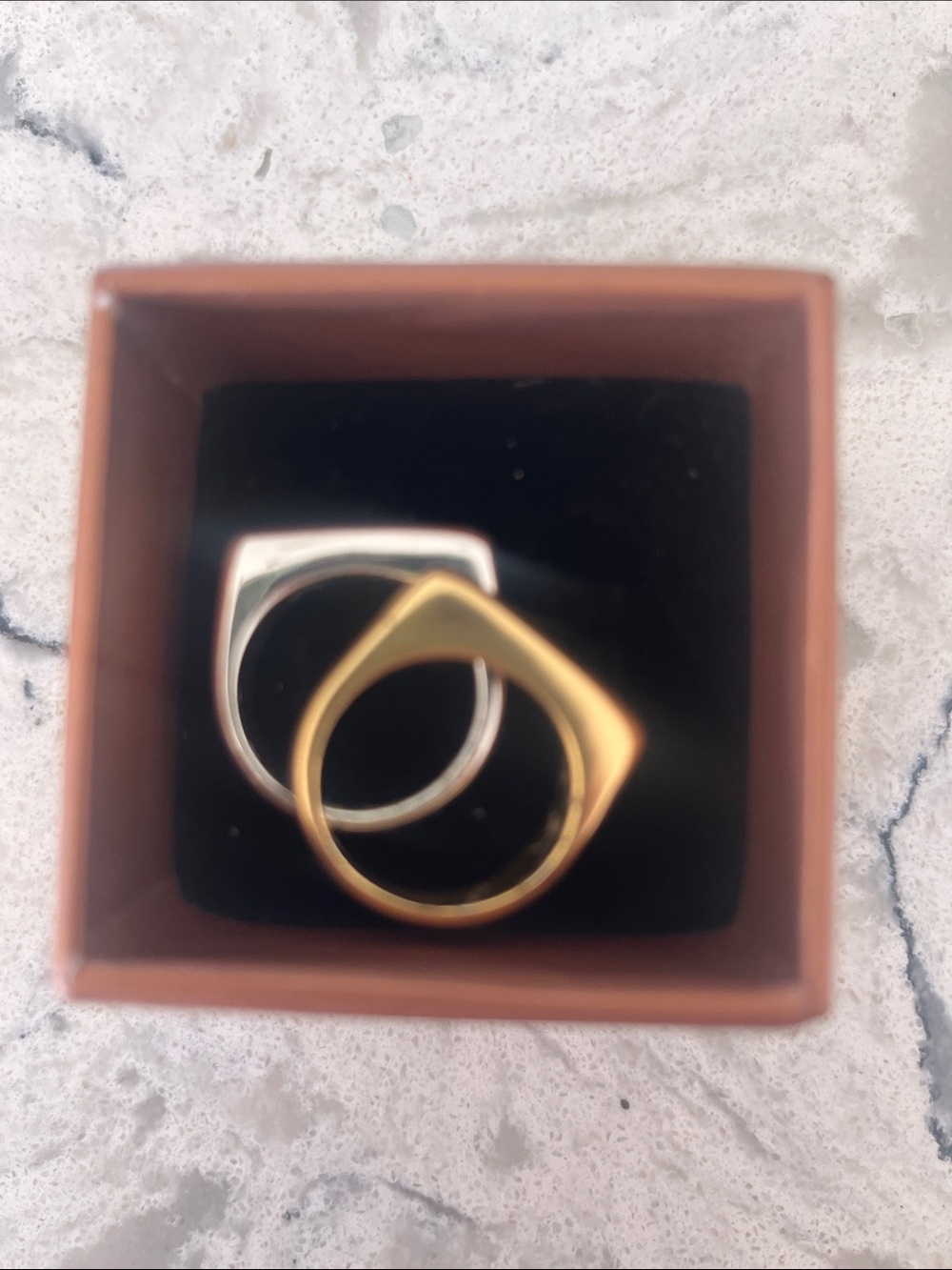 Oak and Fort Two-Tone Geometric Women's Ring Set - Gold & Silver